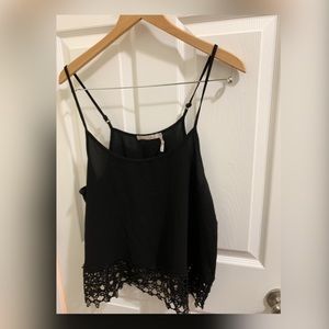 Black Lace Hem Thin Strap Top